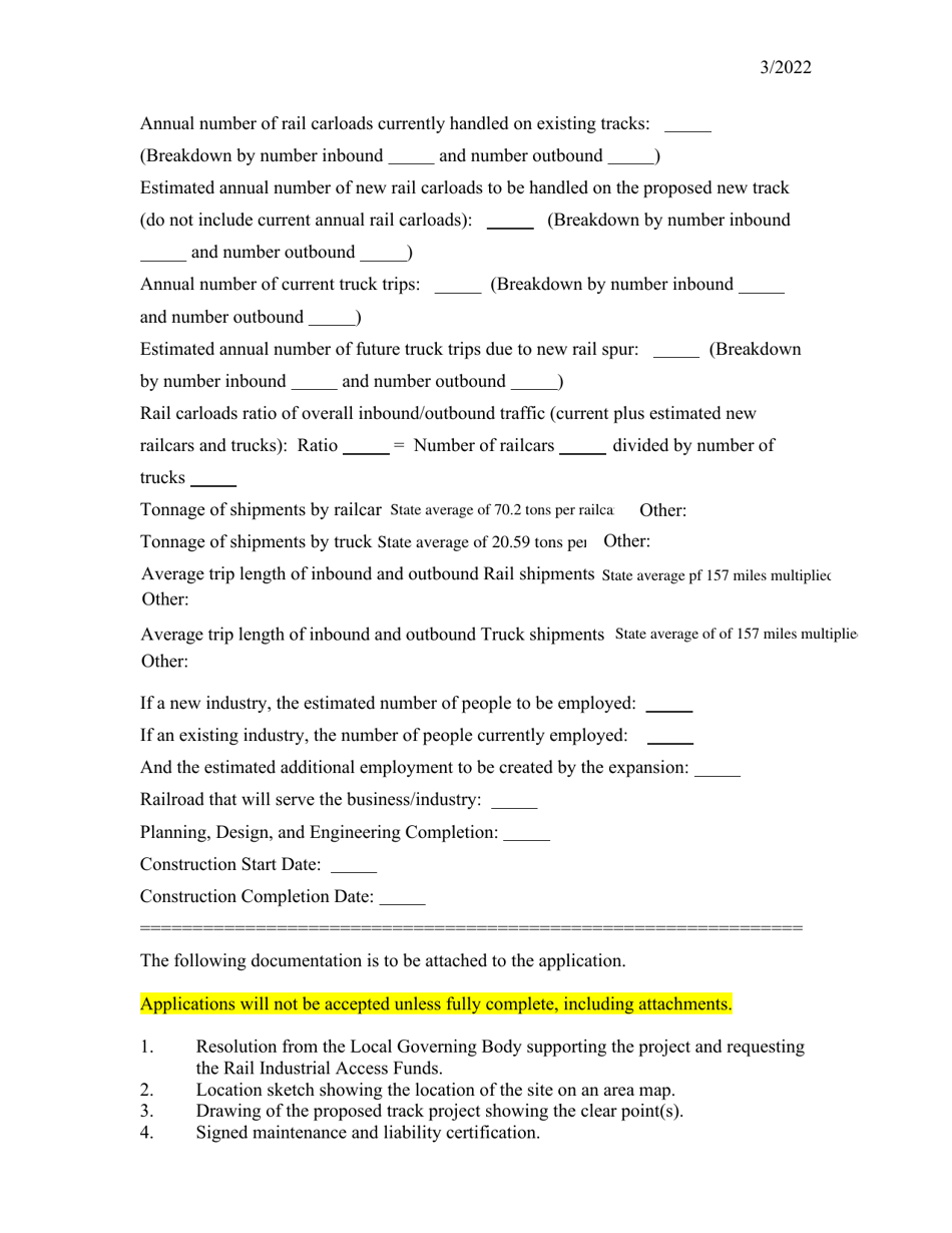 Industrial Access Railroad Tracks Program Application - Virginia, Page 2
