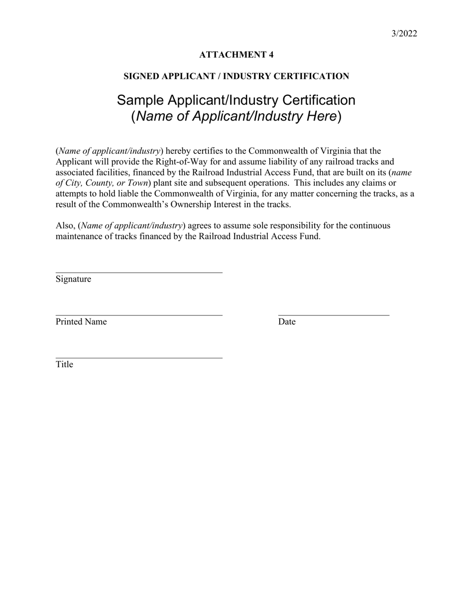 Industrial Access Railroad Tracks Program Application - Virginia, Page 7