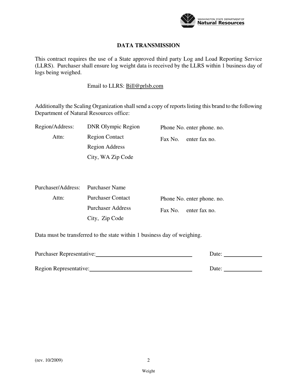 Designation of State Registered Forest Products Brands Weight Scale - Washington, Page 2