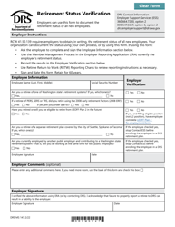 Form DRS MS147 Retirement Status Verification - Washington