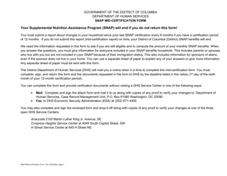 Document preview: Snap Mid-certification Form - Washington, D.C.