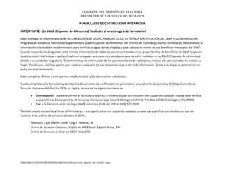Formulario De Certificacion Intermedia - Washington, D.C. (Spanish)