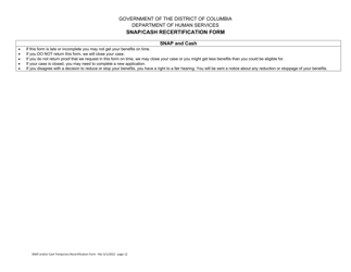 Snap/Cash Recertification Form - Washington, D.C., Page 12