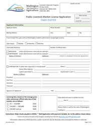 Form AGR-7060 Public Livestock Market License Application - Washington