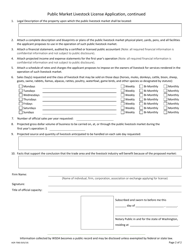 Form AGR-7060 Public Livestock Market License Application - Washington, Page 2