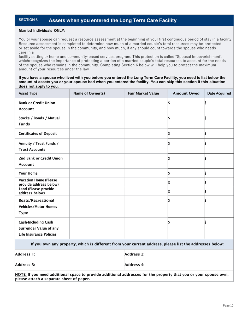 Supplemental Form for Long Term Care Benefits - Washington, D.C., Page 10