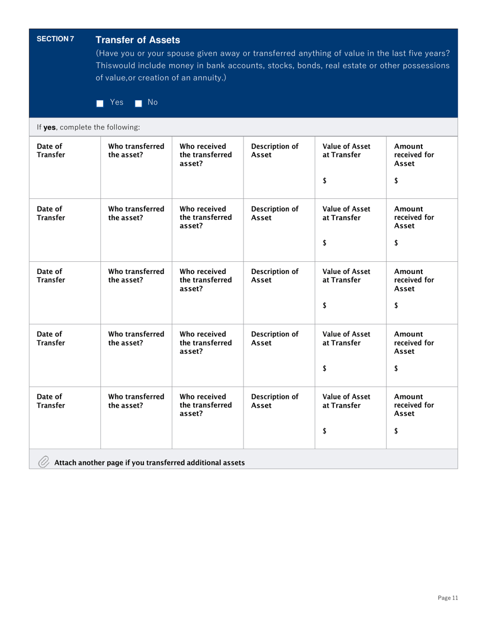 Supplemental Form for Long Term Care Benefits - Washington, D.C., Page 11