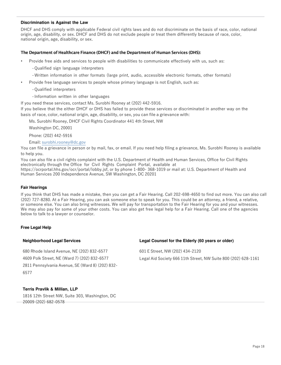 Supplemental Form for Long Term Care Benefits - Washington, D.C., Page 18