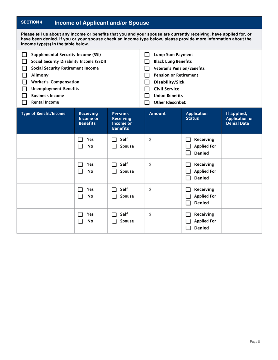 Supplemental Form for Long Term Care Benefits - Washington, D.C., Page 8