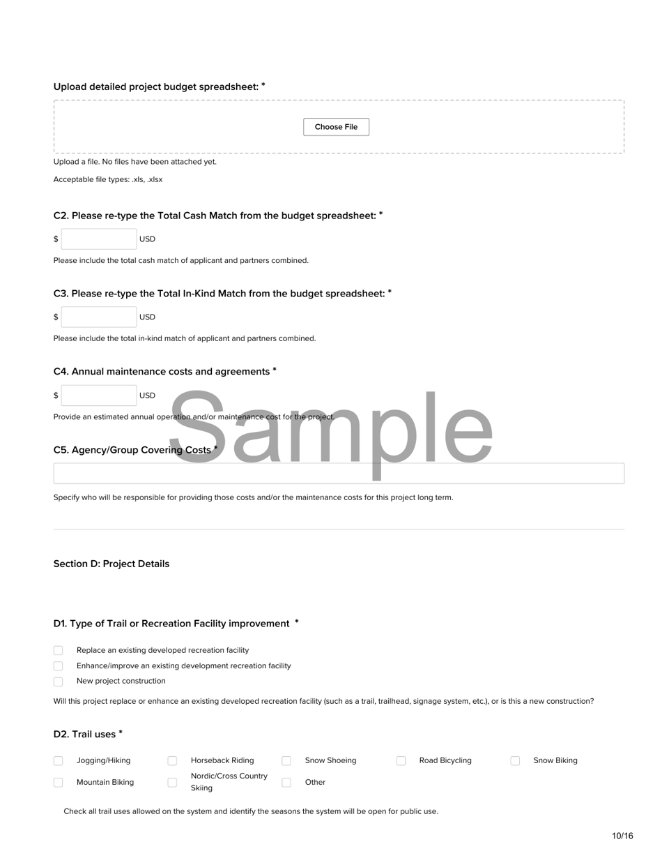 Non-motorized Trail Grant Application - Recreational Trails Program (Rtp) - Sample - Utah, Page 10