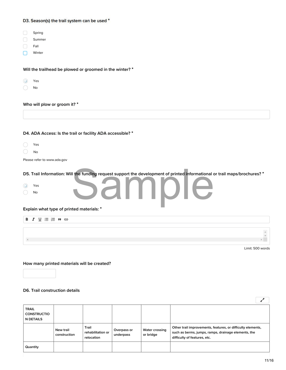 Non-motorized Trail Grant Application - Recreational Trails Program (Rtp) - Sample - Utah, Page 11