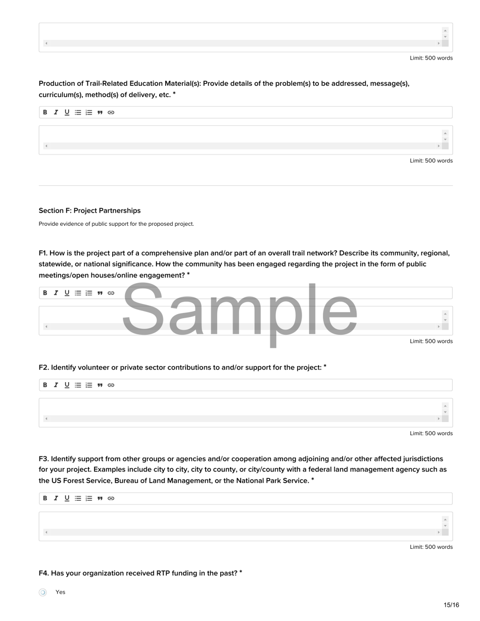 Non-motorized Trail Grant Application - Recreational Trails Program (Rtp) - Sample - Utah, Page 15