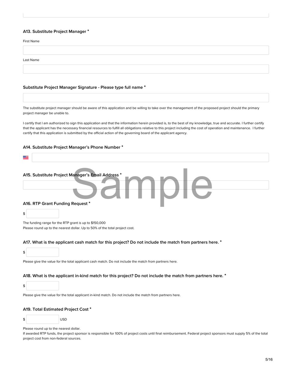 Non-motorized Trail Grant Application - Recreational Trails Program (Rtp) - Sample - Utah, Page 5
