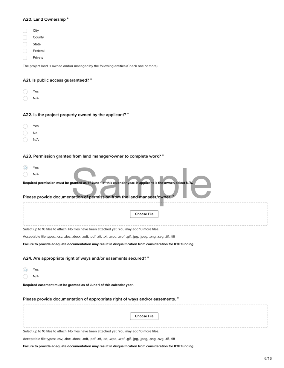 Non-motorized Trail Grant Application - Recreational Trails Program (Rtp) - Sample - Utah, Page 6