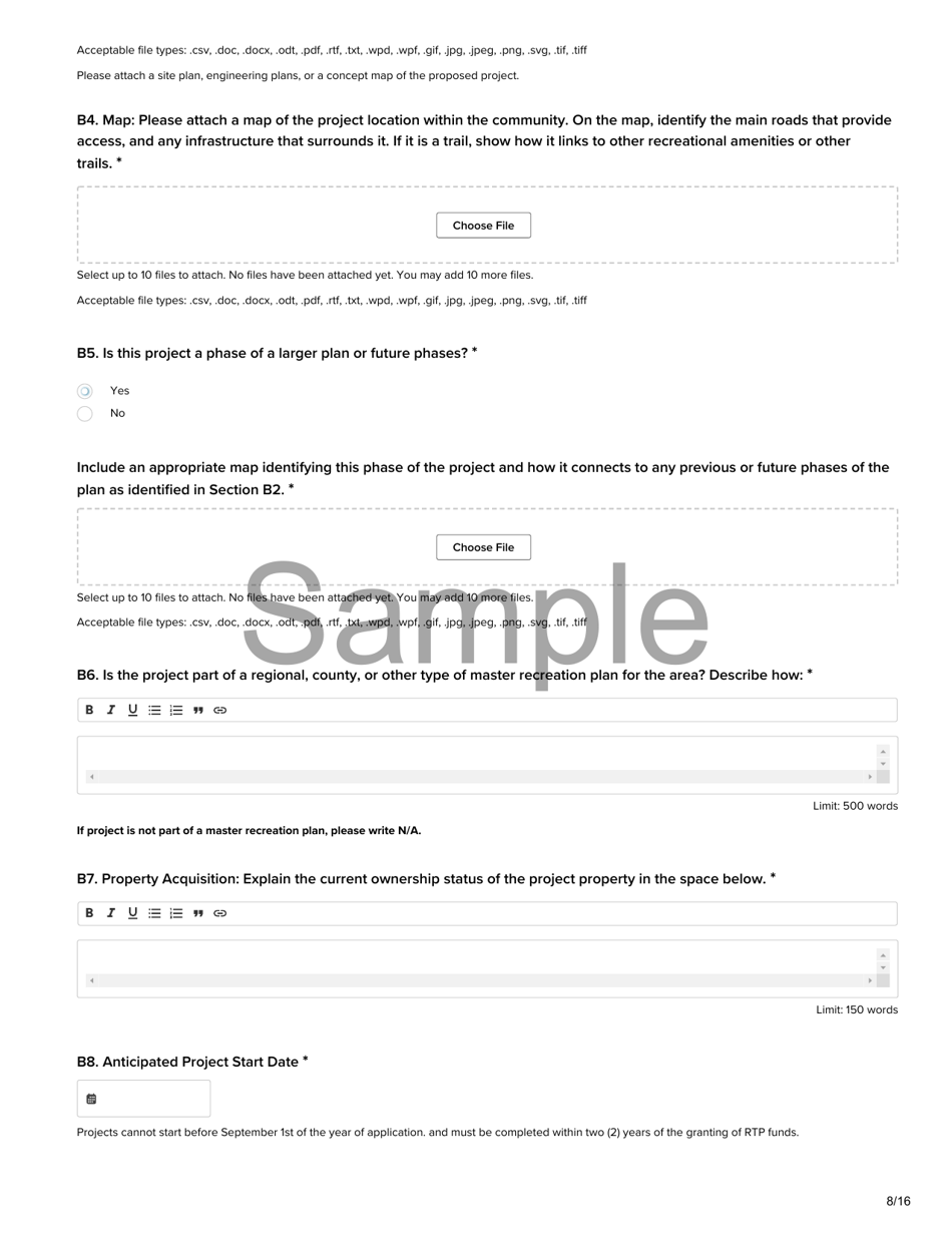 Non-motorized Trail Grant Application - Recreational Trails Program (Rtp) - Sample - Utah, Page 8