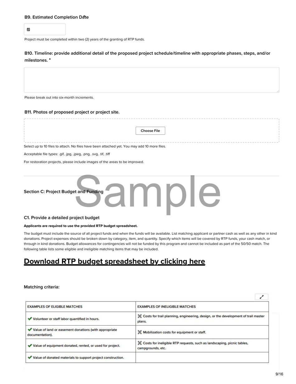 Non-motorized Trail Grant Application - Recreational Trails Program (Rtp) - Sample - Utah, Page 9