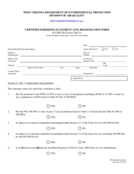 Document preview: Certified Emissions Statement (Ces) Registration Form - West Virginia