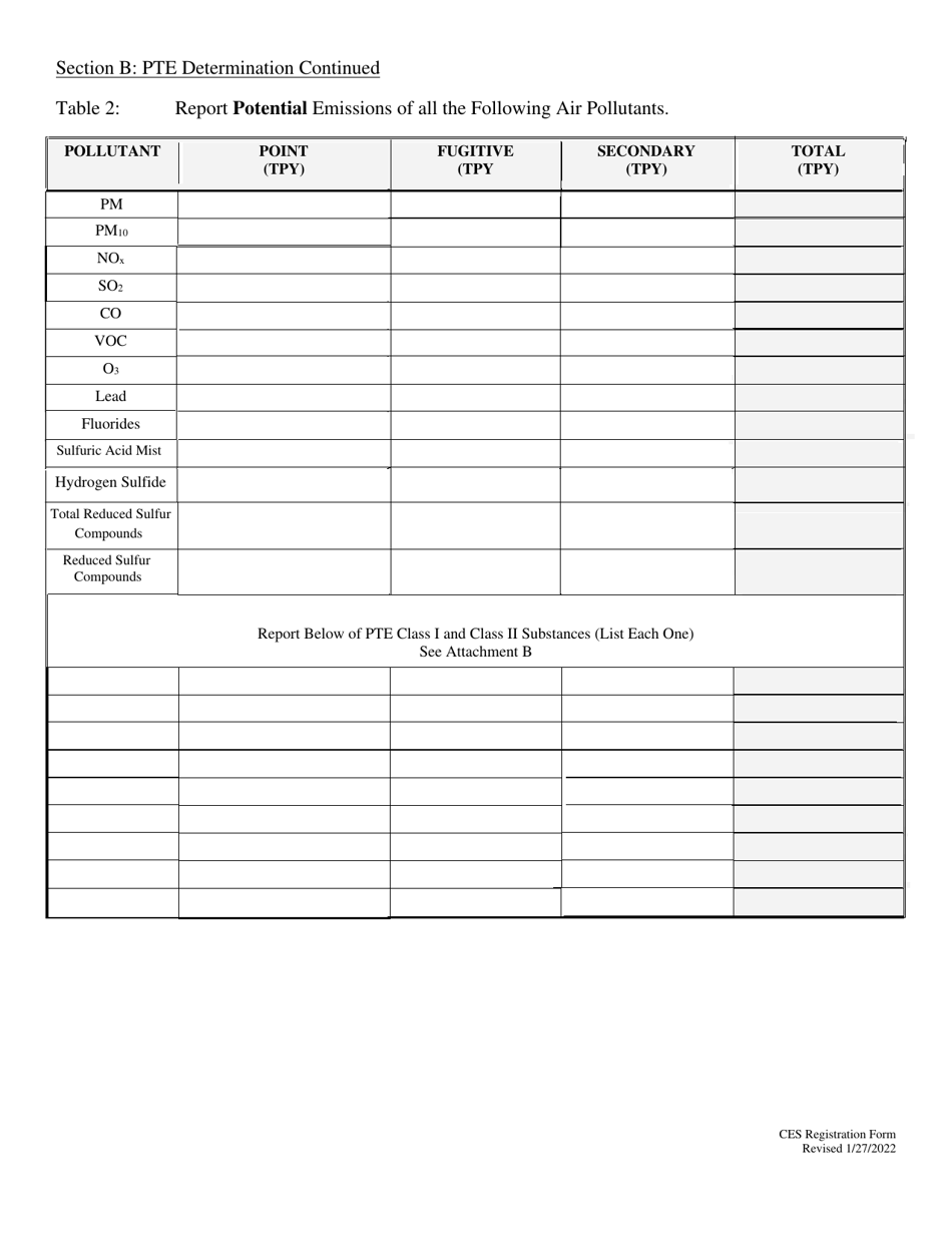 West Virginia Certified Emissions Statement (Ces) Registration Form