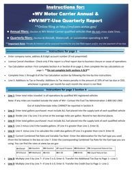 Document preview: Instructions for Form WV/MFT-USE Motor Carrier Annual &amp; Quarterly Report - West Virginia