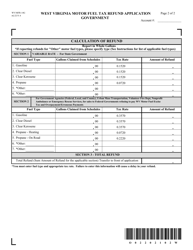 Form WV/MFR-14G West Virginia Motor Fuel Tax Refund Application - Government - West Virginia, Page 2