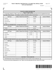 Form WV/MFR-14NG West Virginia Motor Fuel Tax Refund Application - Non-government - West Virginia, Page 2