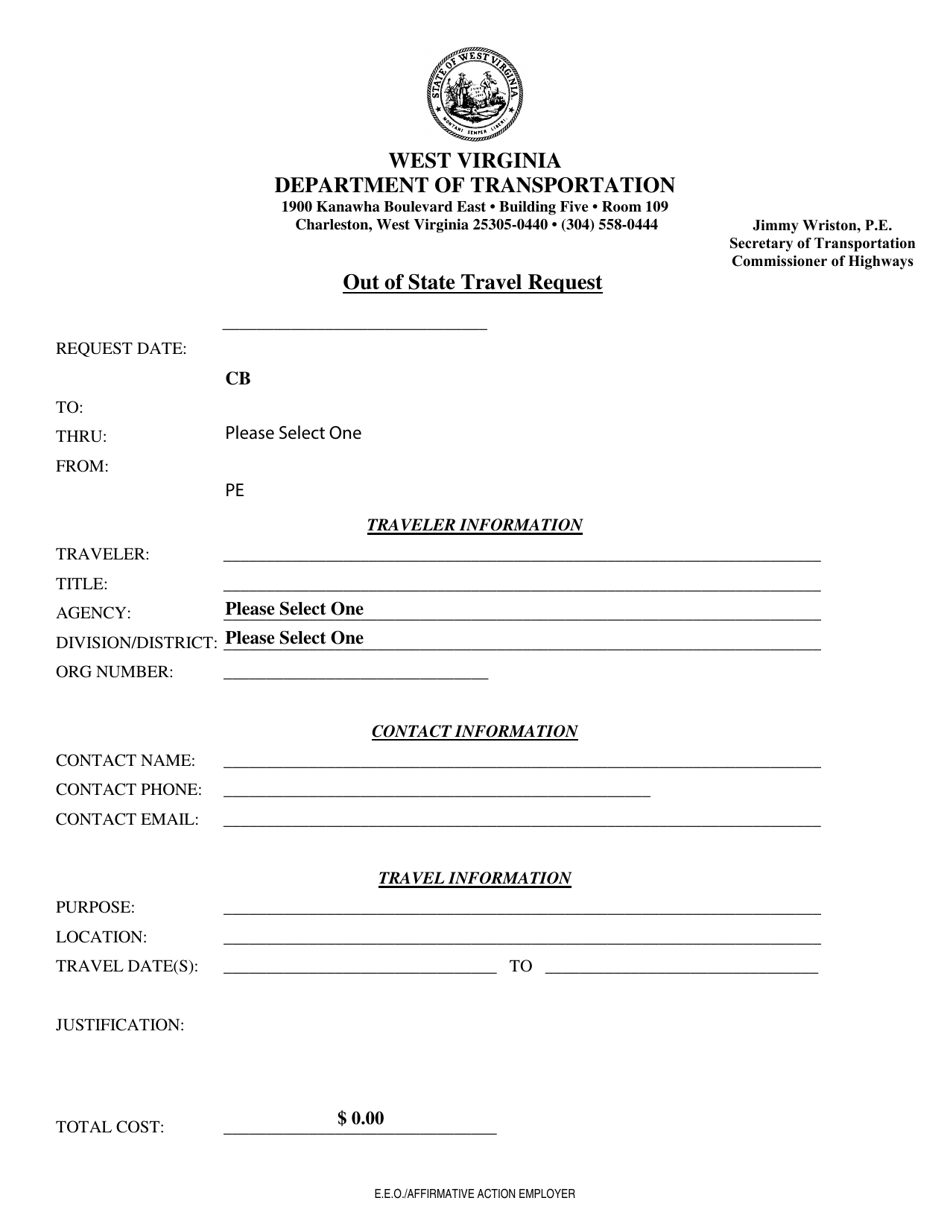 Form DOT-49 Out of State Travel Request - West Virginia, Page 3