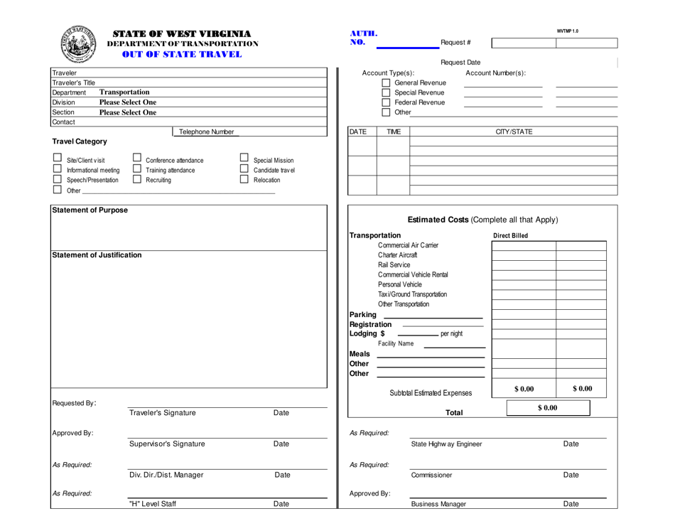 Form DOT-49 Out of State Travel Request - West Virginia, Page 4