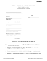 Document preview: Respuesta a Demanda De Divorcio Absoluto - Washington, D.C. (Spanish)