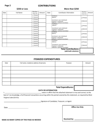 Official Form F-7A State of West Virginia Campaign Financial Statement (Short Form) - West Virginia, Page 2