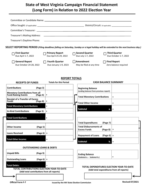 Official Form F-7 2022 Printable Pdf