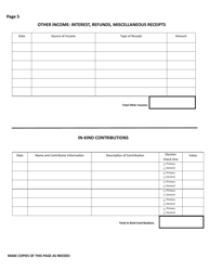 Official Form F-7 State of West Virginia Campaign Financial Statement (Long Form) - West Virginia, Page 5