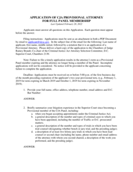 Document preview: Application of Cja Provisional Attorney for Full Panel Membership - Washington, D.C.