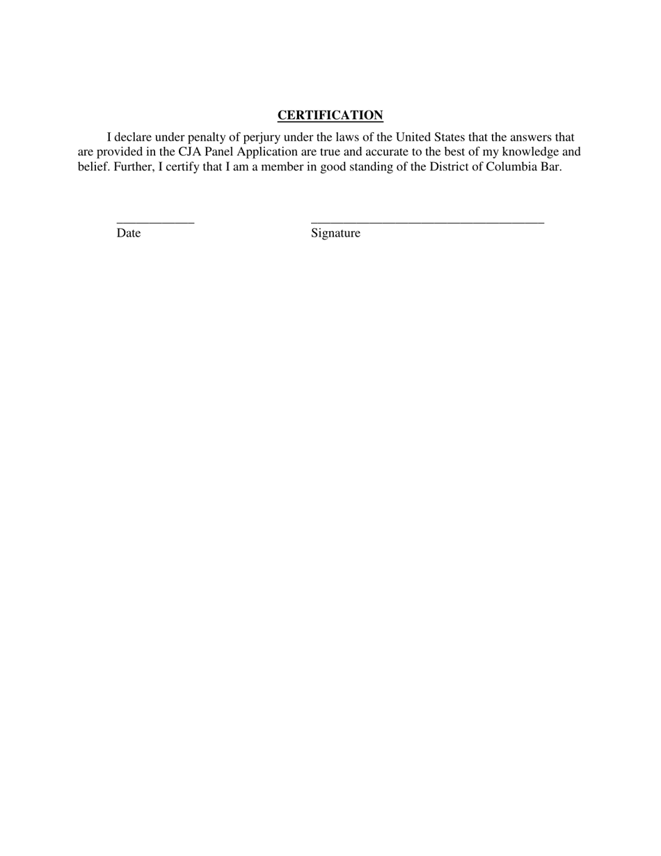 Application of Cja Provisional Attorney for Full Panel Membership - Washington, D.C., Page 3
