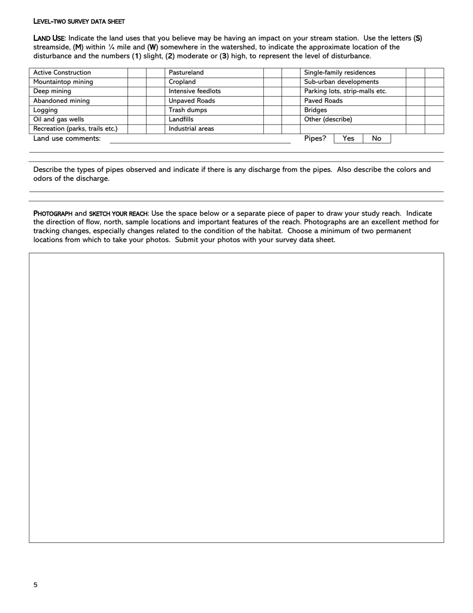 Level-Two Survey Data Sheet - West Virginia, Page 5
