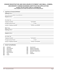 Form WV-1 Vendor Registration and Disclosure Statement and Small, Women-, and Minority-Owned Business Certification Application - West Virginia, Page 2