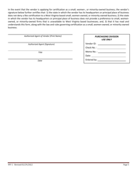 Form WV-1 Vendor Registration and Disclosure Statement and Small, Women-, and Minority-Owned Business Certification Application - West Virginia, Page 5