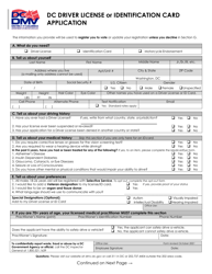 Document preview: Dc Driver License or Identification Card Application - Washington, D.C.