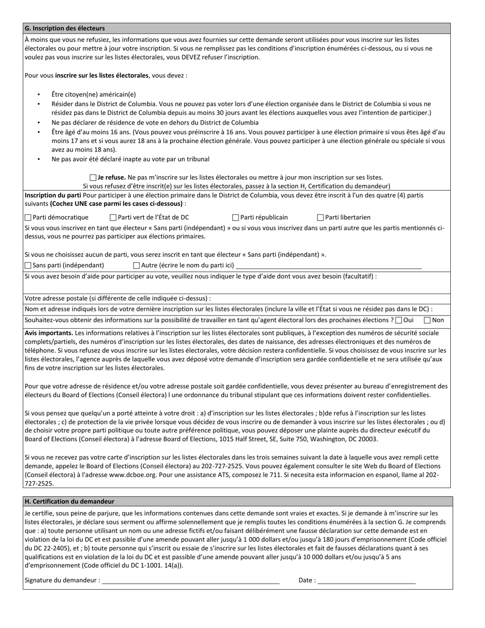 Washington, D.C. Dc Driver License or Identification Card Application