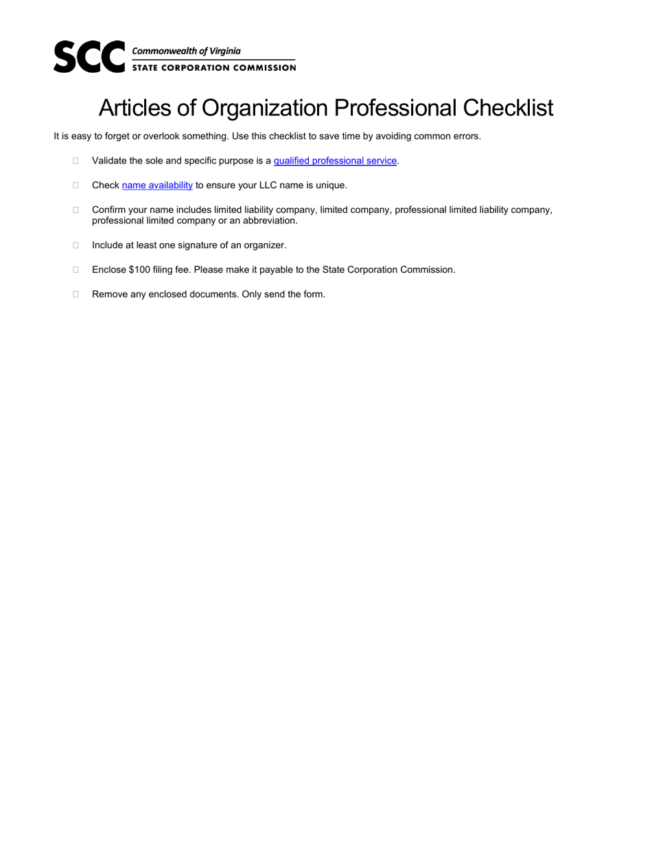 Form LLC1103 Articles of Organization of a Virginia Professional Limited Liability Company - Virginia, Page 4
