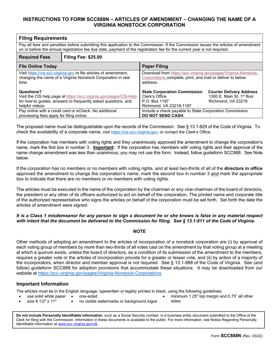 Form SCC888N - Fill Out, Sign Online and Download Printable PDF ...