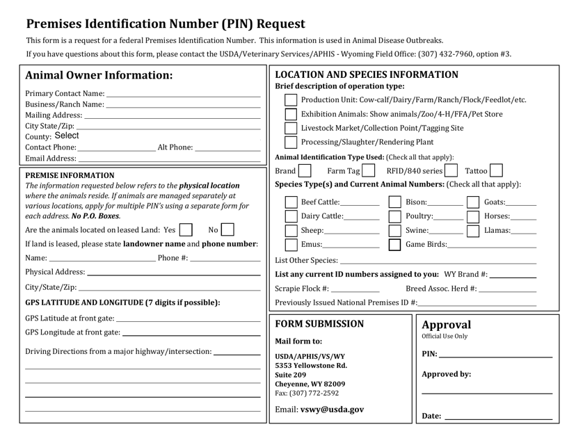 Premises Identification Number (Pin) Request - Wyoming
