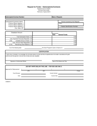 Document preview: Request for Funds - Subrecipients/Contracts - Virginia