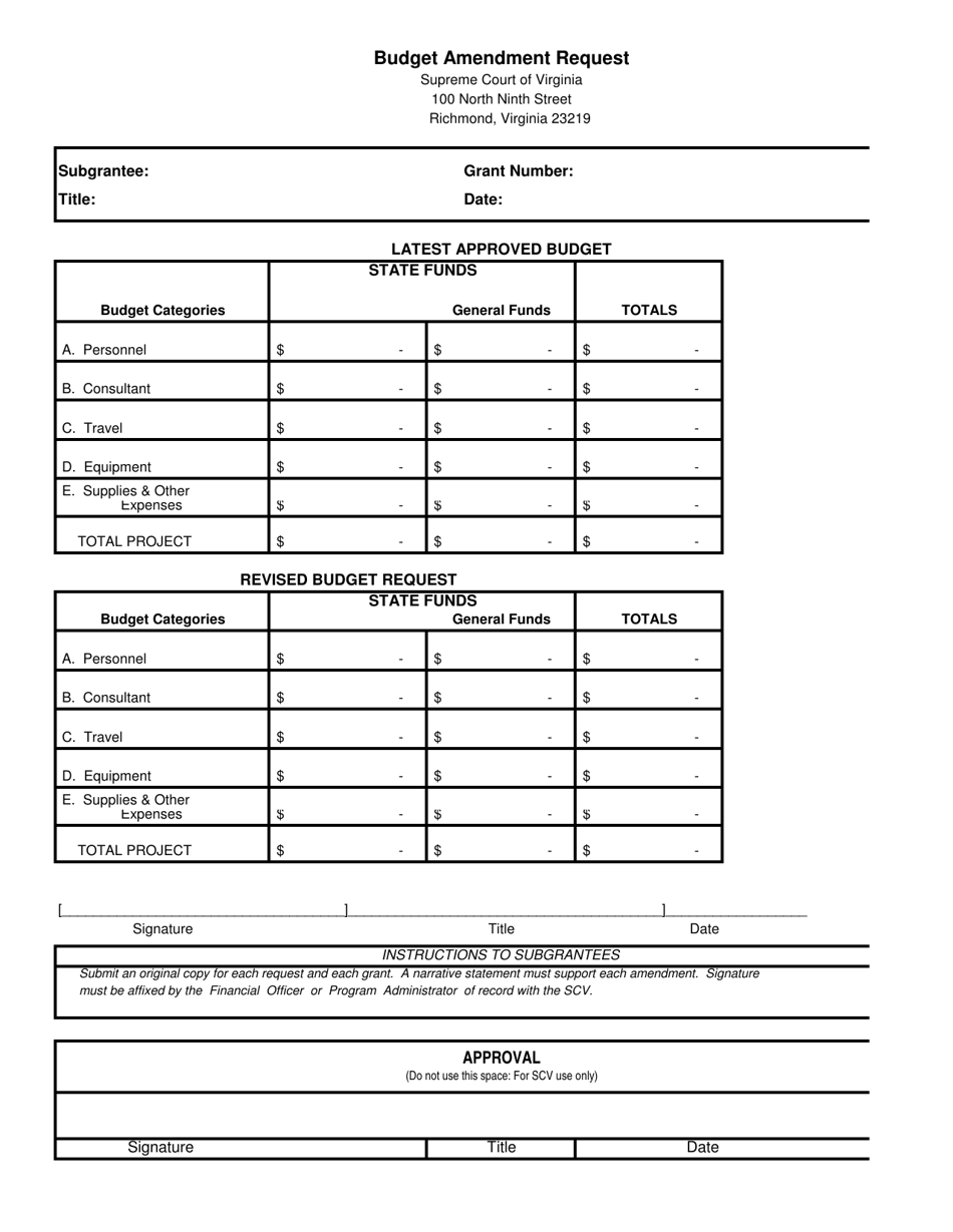 Virginia Budget Amendment Request Fill Out, Sign Online and Download