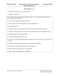 Instructions for Form CC-1602 Deposition of Witness to Prove Holographic Will - Virginia, Page 5