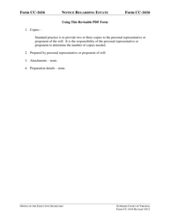 Document preview: Instructions for Form CC-1616 Notice Regarding Estate - Virginia
