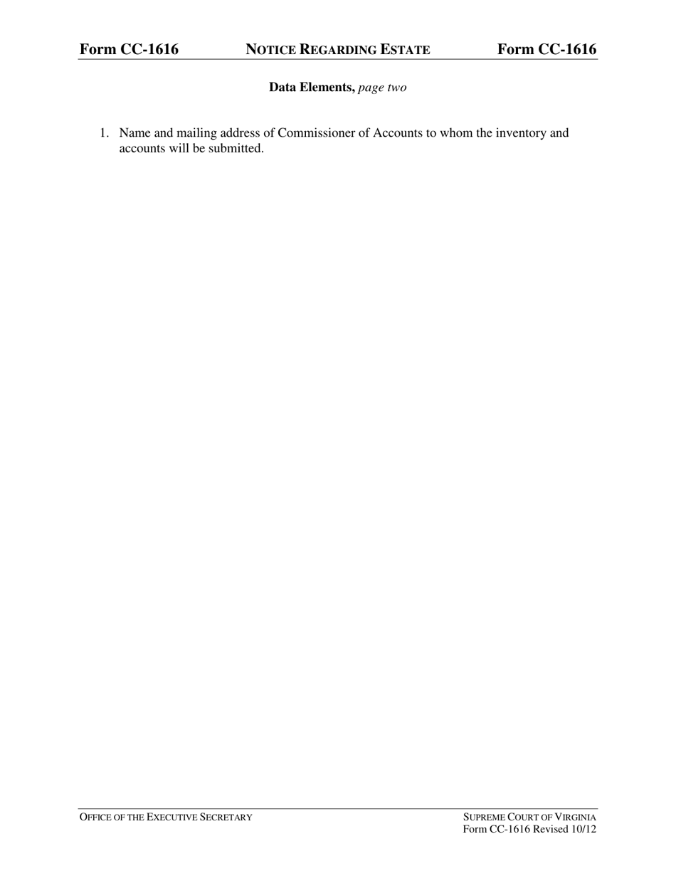 Instructions for Form CC-1616 Notice Regarding Estate - Virginia, Page 5