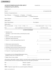 Form CC-1682 Account for Incapacitated Adult - Virginia