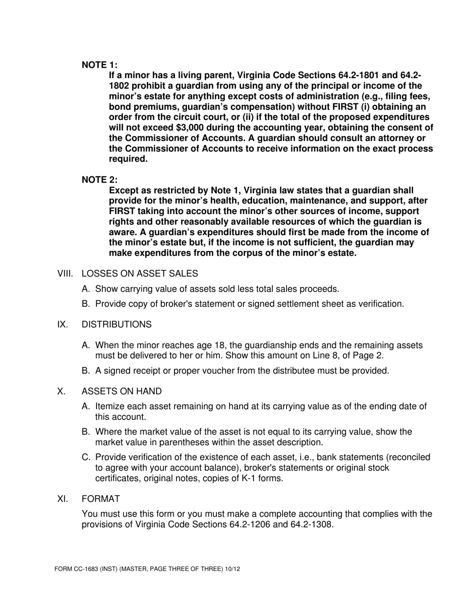 Instructions for Form CC-1683 Account for Minor - Virginia, Page 3