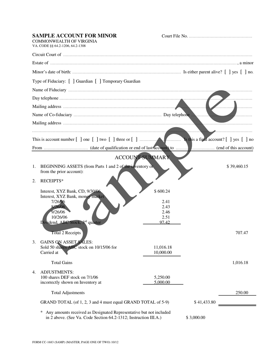 Instructions for Form CC-1683 Account for Minor - Virginia, Page 4
