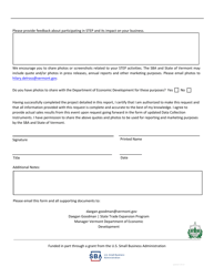 Part B Data Collection Instrument - Vermont State Trade Expansion Program (Step) - Vermont, Page 4